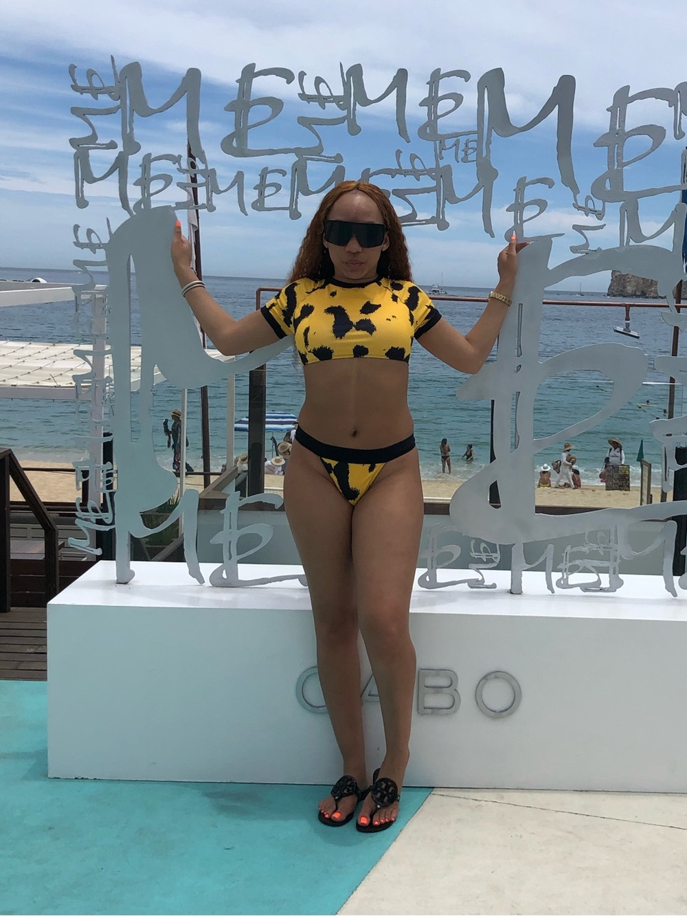 Matte Collection Yellow & black 2 piece swimsuit